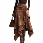 Damen asymmetrischer Wickelrock mit dekorativen Quasten R&B