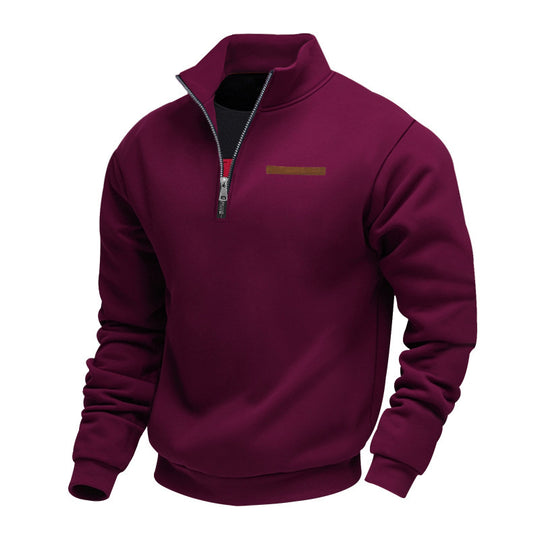 Herren nan Halbzip-Sweatshirt aus schwerem Fleece mit Stehkragen und verdeckter Brusttasche R&B