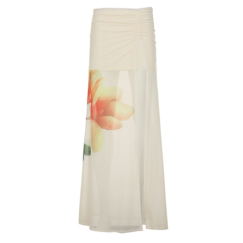 Damen Gewebter Maxirock mit floralem Muster und eleganter Raffung R&B