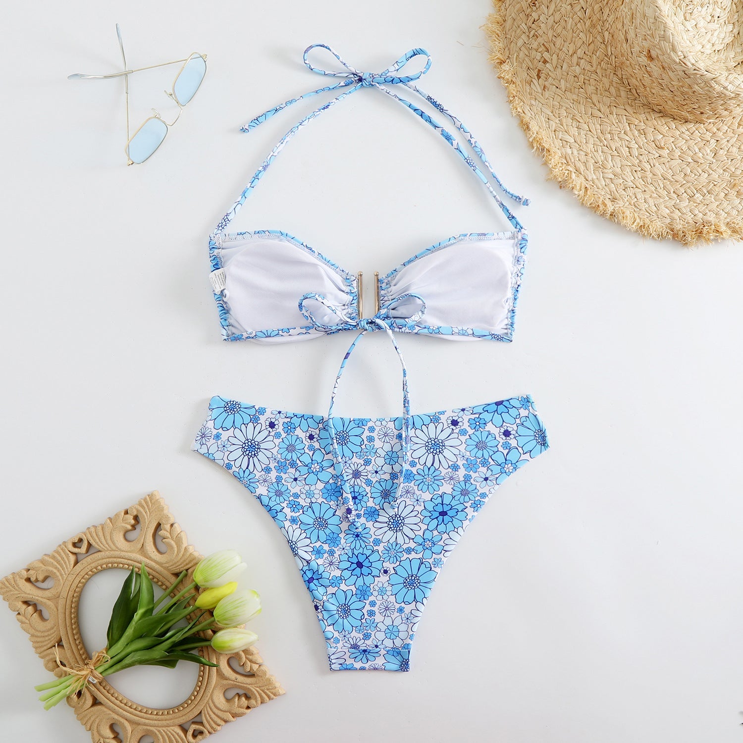 Damen Bikini-Set mit modischen Rüschen und verstellbaren Trägern R&B