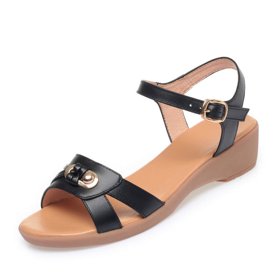 Damen Bequeme Wedgesandaletten mit elegantem Riemendesign und modischem Schmuckdetail R&B