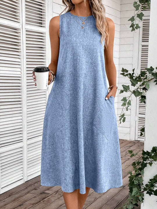 Damen lässiges Sommerkleid mit Taschen und bequemem Schnitt R&B