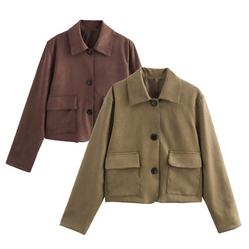 Damen modische und hochqualitative Übergangsjacke mit großen aufgesetzten Taschen R&B