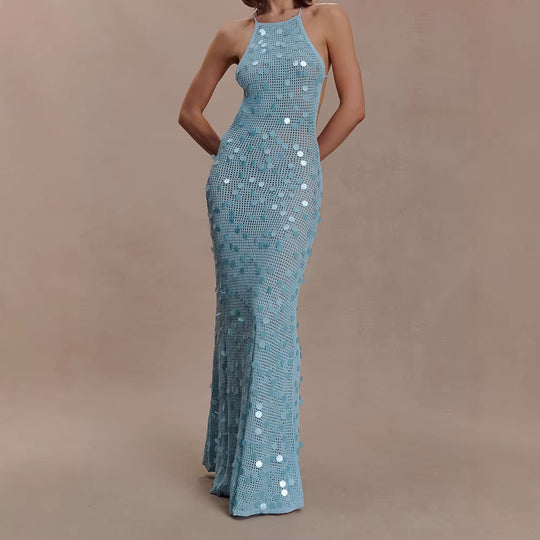 Damen Elegantes Maxikleid mit funkelnden Applikationen R&B