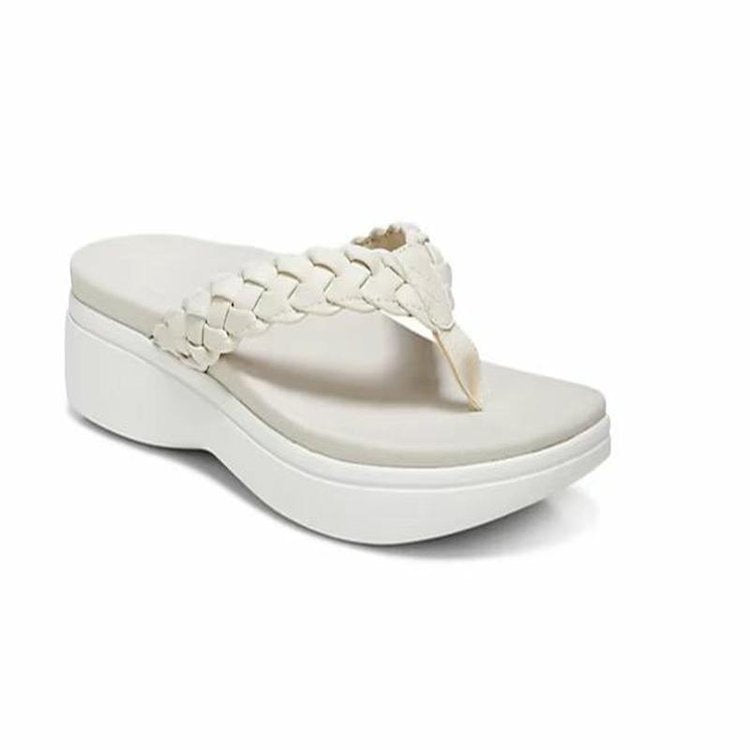 Damen Stylish geflochtene Zehentrenner mit komfortablem Plateau R&B