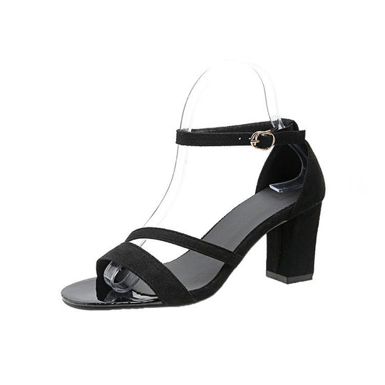 Damen elegante Sandaletten mit breiten Riemen und modischem Blockabsatz R&B