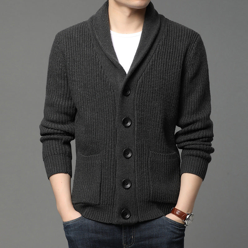 Herren Strickjacke mit Schalkragen und praktischen Taschen R&B