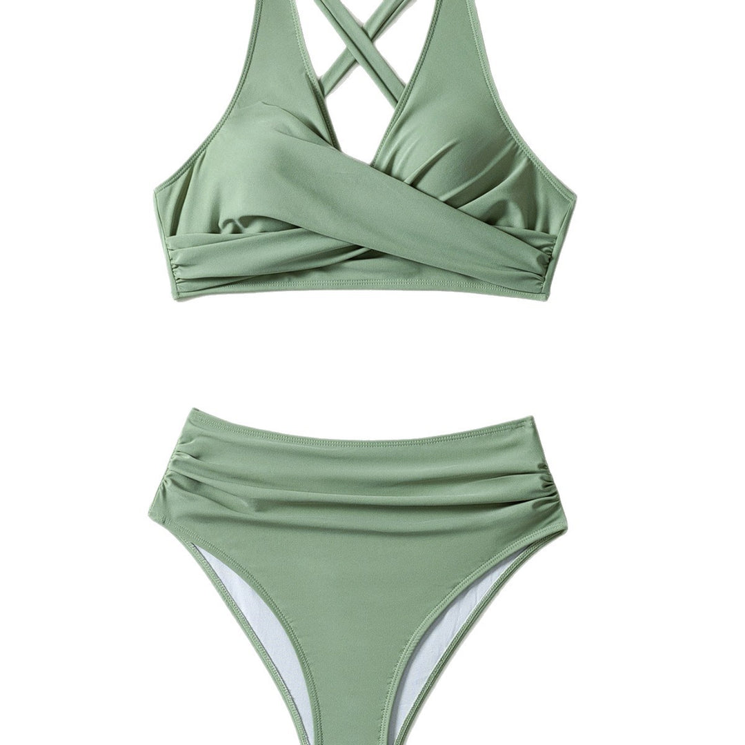 Damen Hoch tailliertes Bikini-Set mit elegantem Wickel-Design R&B