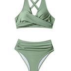 Damen Hoch tailliertes Bikini-Set mit elegantem Wickel-Design R&B