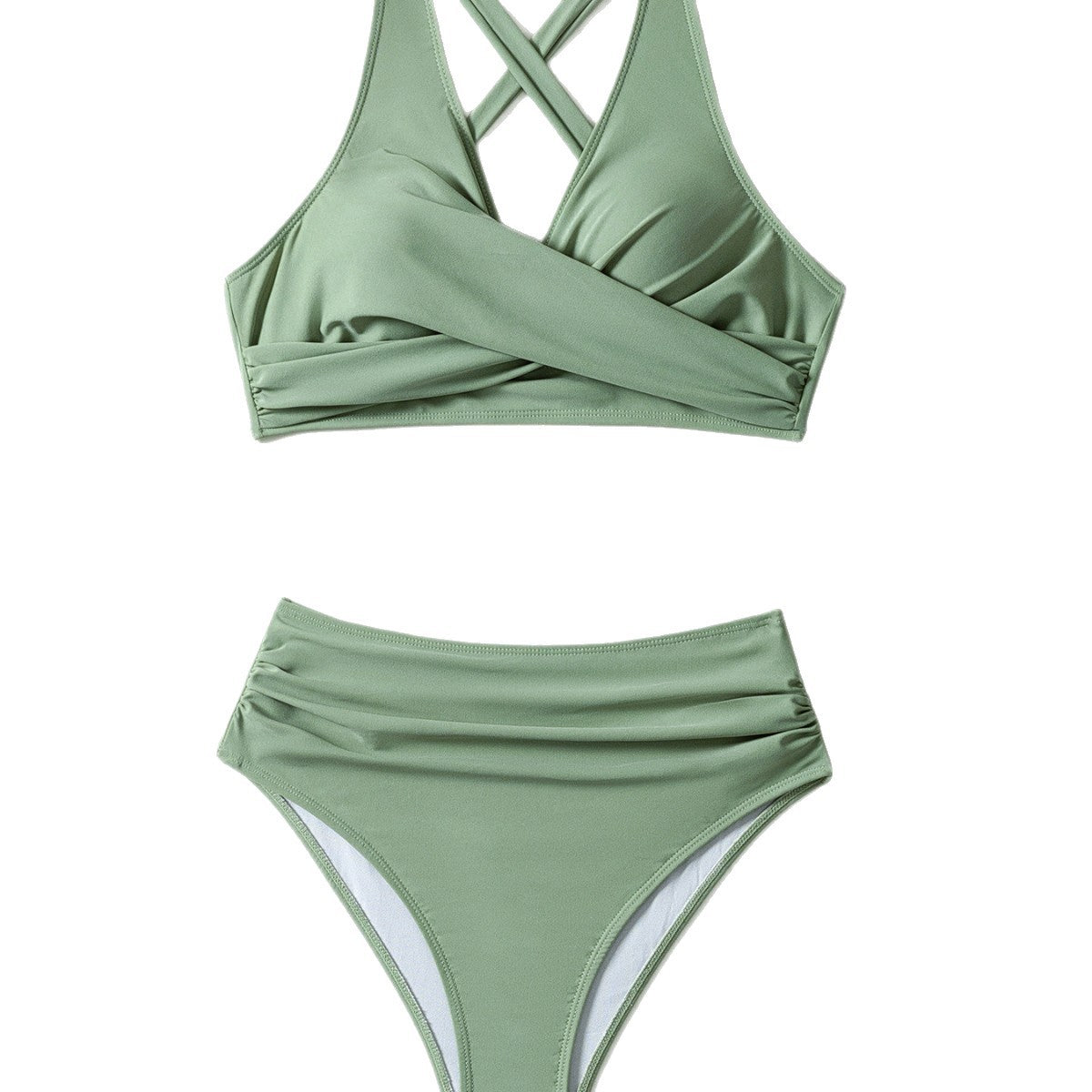 Damen Hoch tailliertes Bikini-Set mit elegantem Wickel-Design R&B