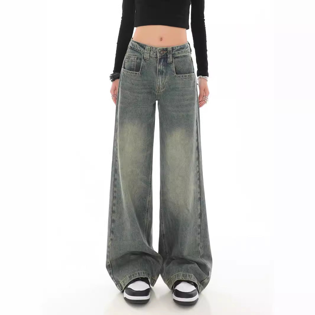 Damen Weite Denim-Hose mit modischem Ombre-Effekt und lässigem Schnitt R&B