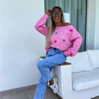 Damen Pullover mit verspielten Herzen und lässigem Schnitt R&B