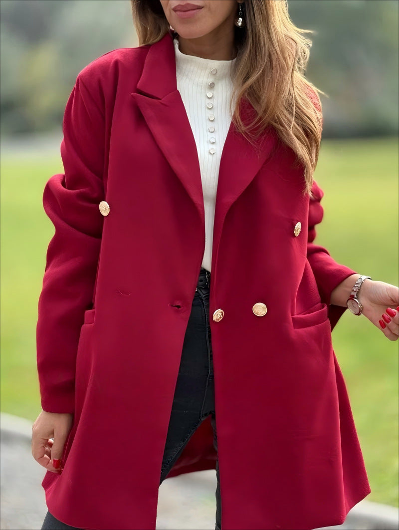 Damen Eleganter Langblazer mit herausragenden Knöpfen R&B