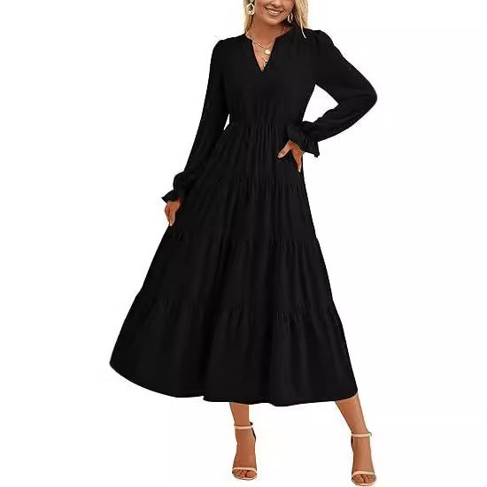 Damen Maxikleid mit modischen Volants und dezentem Cut-out R&B