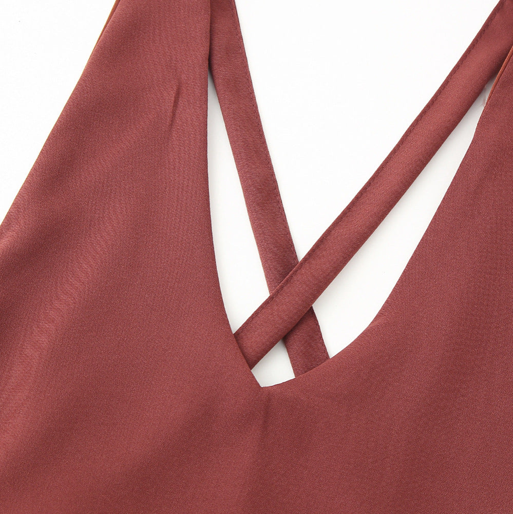 Damen Maxikleid mit elegantem V-Ausschnitt und Plissee-Unterteil R&B