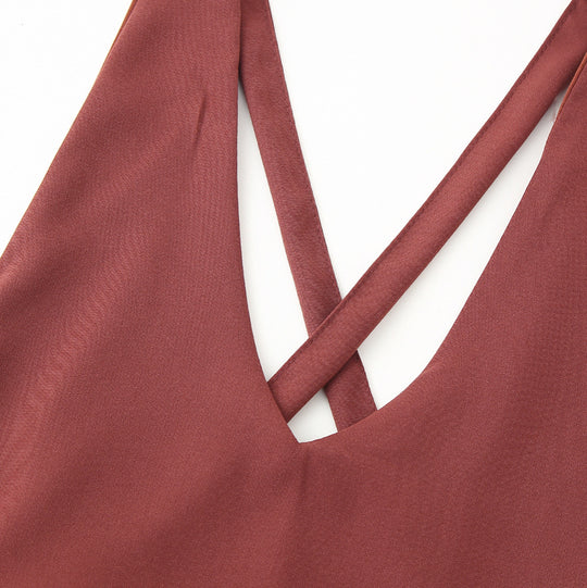 Damen Maxikleid mit elegantem V-Ausschnitt und Plissee-Unterteil R&B