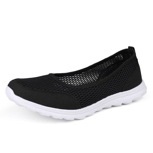 Damen nan atmungsaktive Netz-Ballerina-Sneaker mit flexibler rutschfester Laufsohle und gepolstertem Fußbett R&B