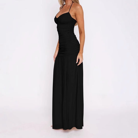 Damen Elegantes Maxikleid mit raffinierten Rüschendetails und hohem Schlitz R&B