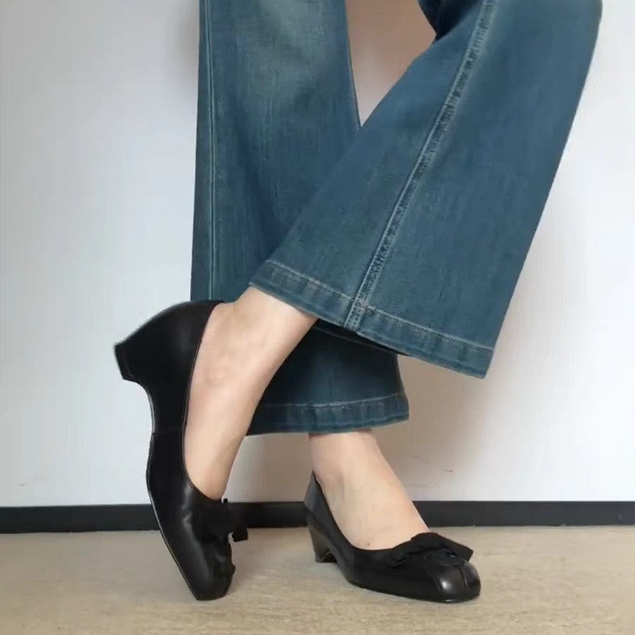 Damen Ballerinas mit dekorativer Schleifenapplikation und elegantem Absatz R&B