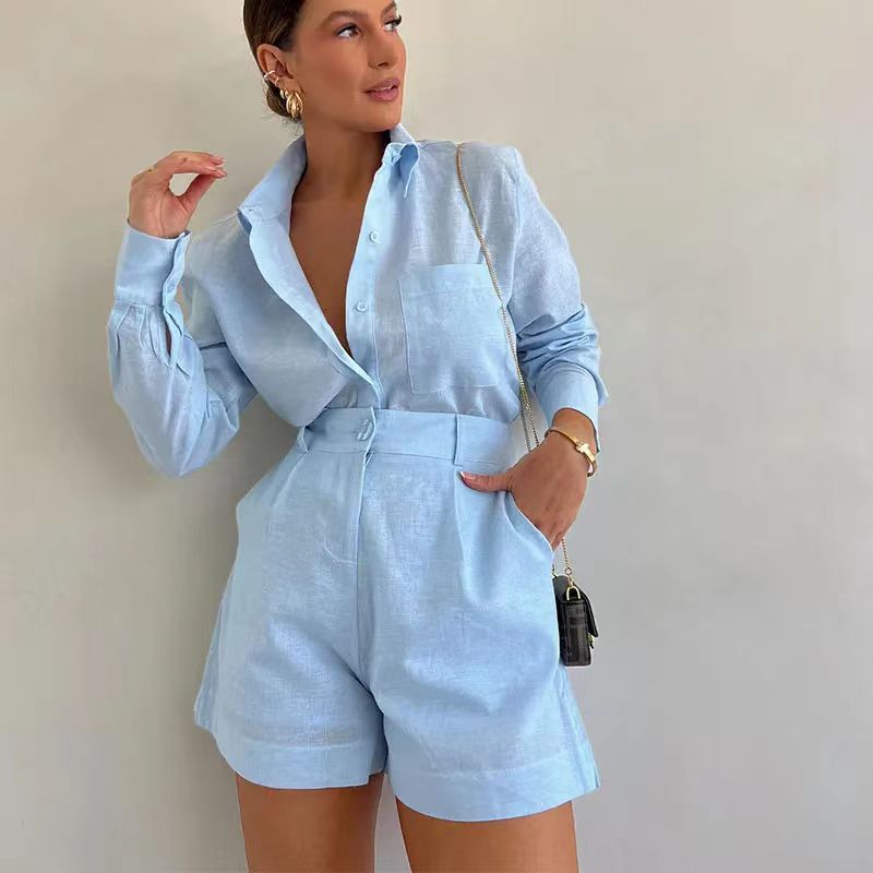 Damen Kurz-Overall mit eleganter Hemdblusen-Optik R&B