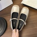 Damen Ballerinas mit modischem Riemen und glitzernder Oberfläche R&B