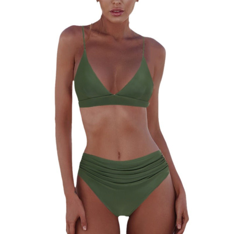 Damen Hochgeschnittener Bikini mit raffiniertem Rüschendesign R&B