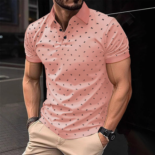 Herren Polohemd mit modernem floralem Design und hochwertiger Baumwollqualität R&B