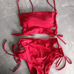 Damen Bikini-Set mit hohem Bund und modischem Knotendetail R&B