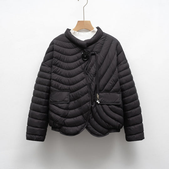 Damen modische Steppjacke mit asymmetrischem Schnitt und praktischen Taschen R&B