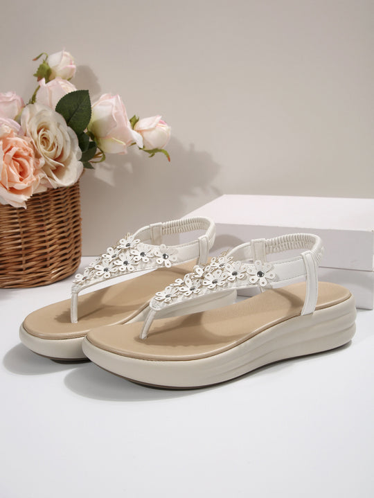 Damen Sandalen mit floralem Dekor und komfortablem Wedge-Design R&B