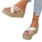 Damen Plateau-Sandalen mit geflochtenem Riemendesign und rutschfester Sohle R&B