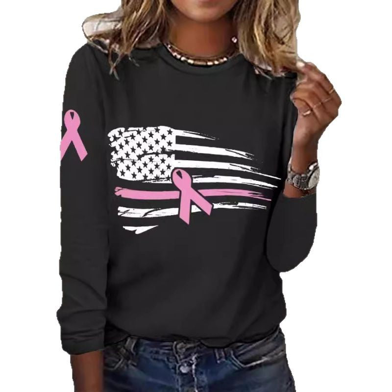Damen lässiges T-Shirt mit kreativem Flaggen- und Schleifen-Design R&B