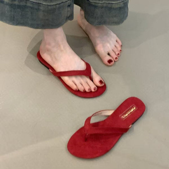 Damen Zehentrenner aus weichem Veloursleder mit ergonomischem Fußbett R&B