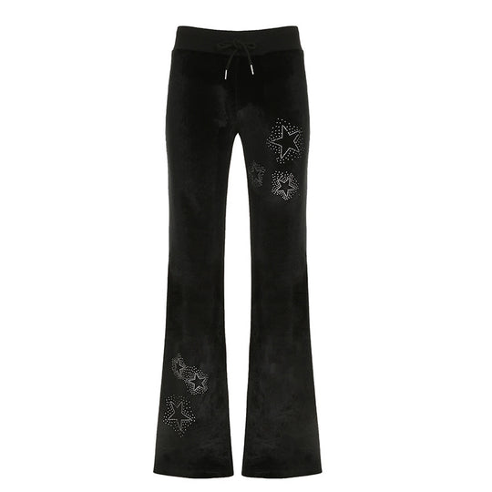 Damen Flare Jogginghose mit funkelnden Sternenapplikationen R&B