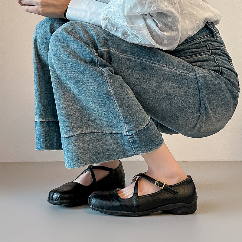 Damen Komfortable Mary Jane Schuhe mit modischen Riemen R&B