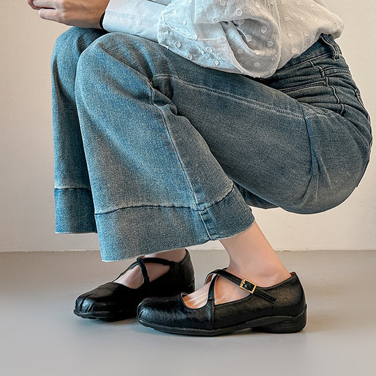 Damen Komfortable Mary Jane Schuhe mit modischen Riemen R&B