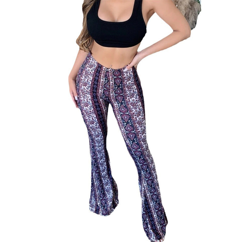 Damen nan ausgestellte Floral-Print Schlaghose mit hoher Taille R&B
