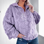 Damen Kuschelige Fleece-Pullover mit Reißverschluss und Wabenmuster R&B