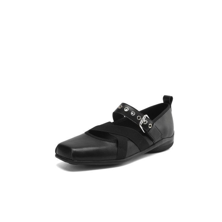 Damen Komfortable Ballerinas mit elastischen Riemen