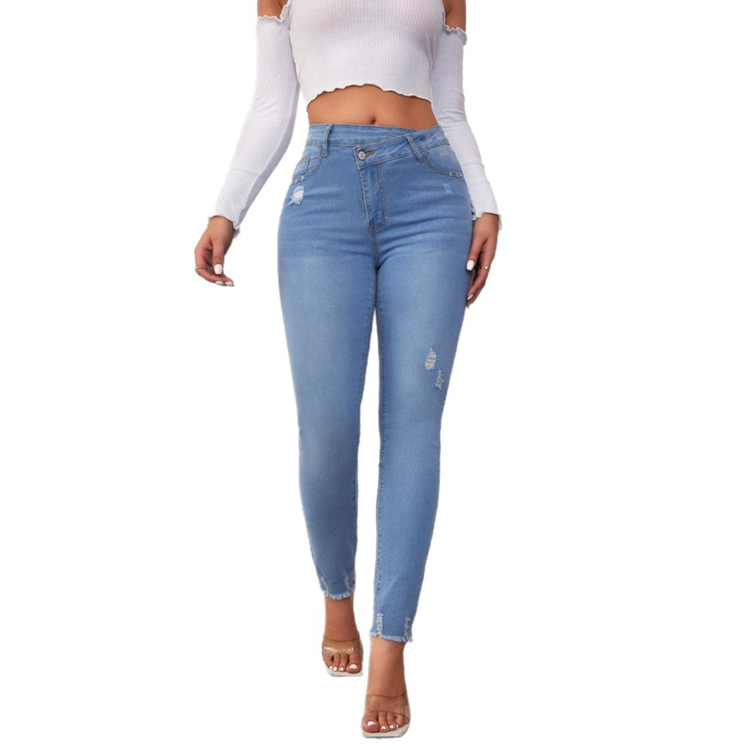 Damen Hochtaillierte Ripped Jeans im modernen Skinny Fit R&B