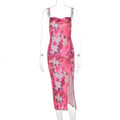 Damen Midi-Kleid mit asymmetrischem Saum und floralem Muster R&B