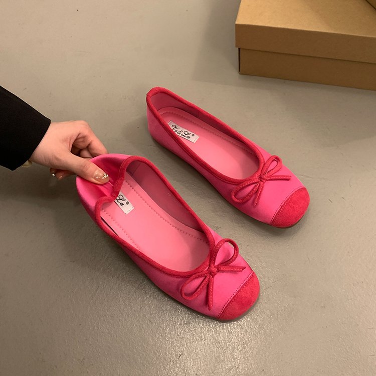 Damen bequeme Ballerinas mit dekorativem Schleifenakzent und elastischem Fußbett R&B