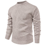 Herren Feiner Strickpullover mit strukturiertem Zopfmuster und Rundhalsausschnitt R&B