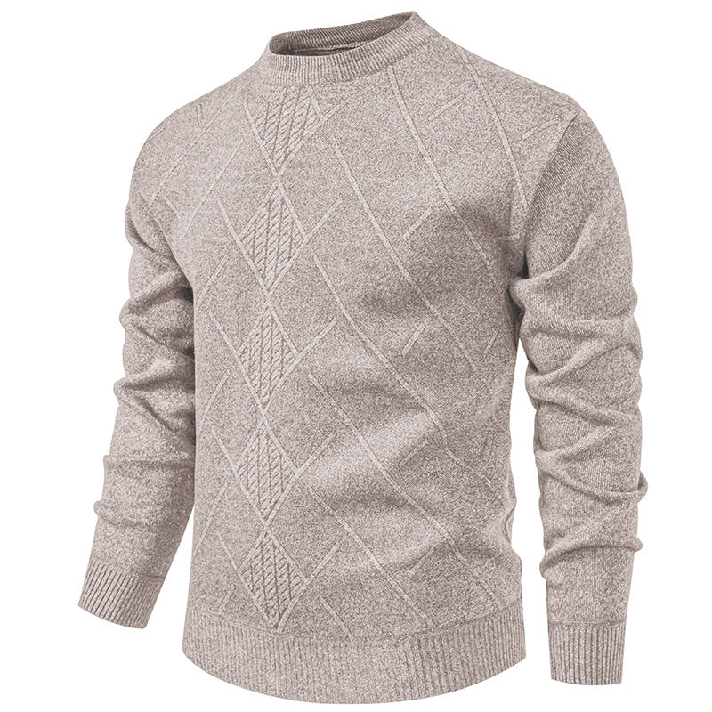Herren Feiner Strickpullover mit strukturiertem Zopfmuster und Rundhalsausschnitt R&B
