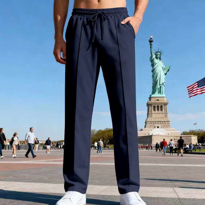 Herren nan lässig-elegante Bundfalten-Sweathose mit Bügelfalte, elastischem Tunnelzugbund und seitlichen Eingrifftaschen R&B