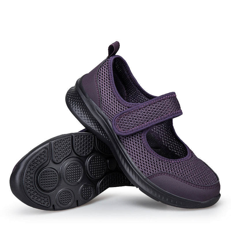 Damen nan Klett-Riemen-Sneaker im Ballerina-Stil mit atmungsaktivem Meshoberteil und flexibler Leichtsohle R&B
