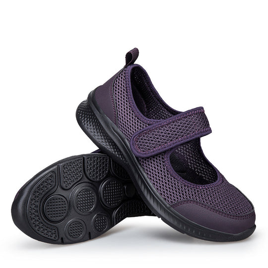 Damen nan Klett-Riemen-Sneaker im Ballerina-Stil mit atmungsaktivem Meshoberteil und flexibler Leichtsohle R&B