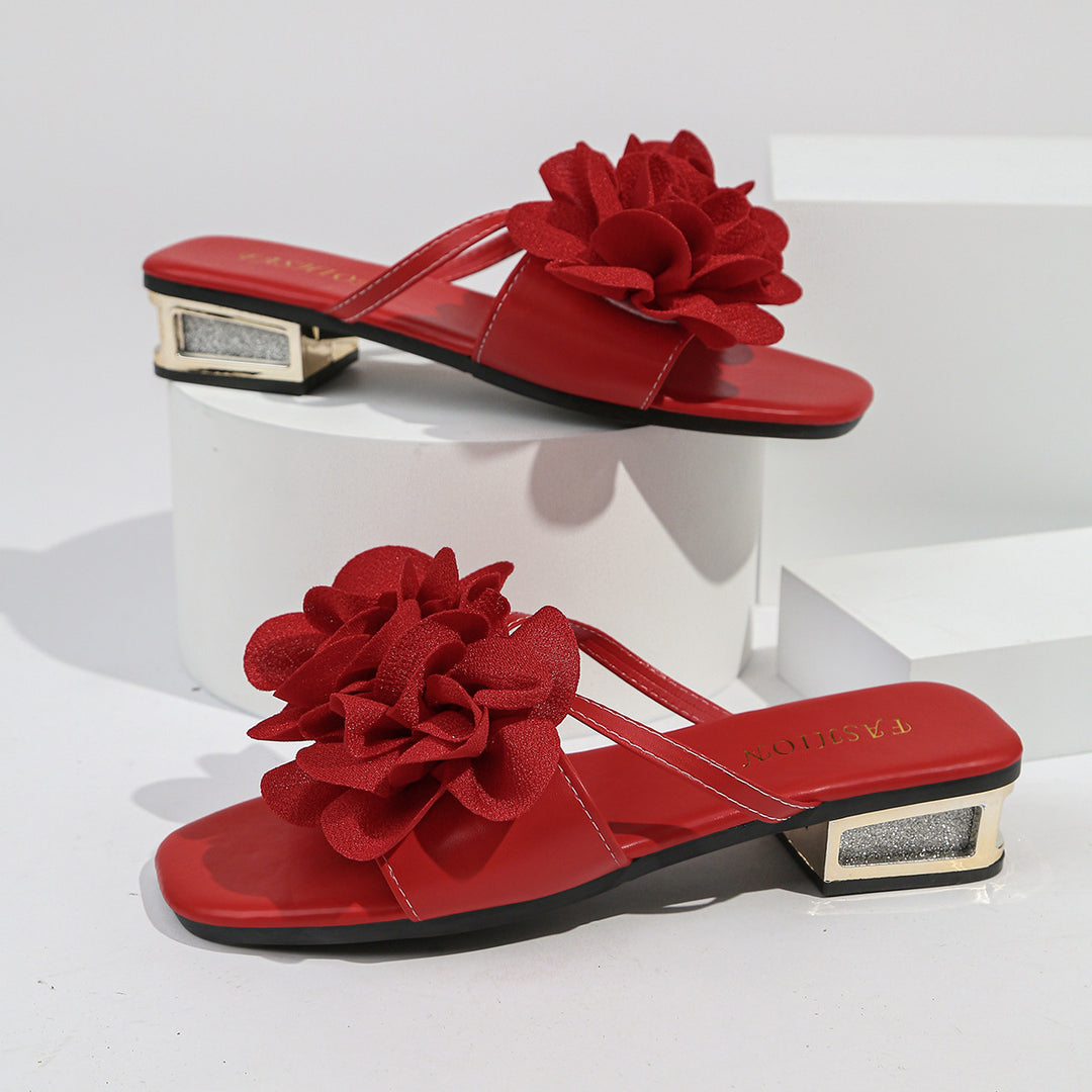 Damen Sandalen mit auffälligem Blumenapplikation und komfortablem Fußbett R&B