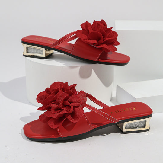 Damen Sandalen mit auffälligem Blumenapplikation und komfortablem Fußbett R&B