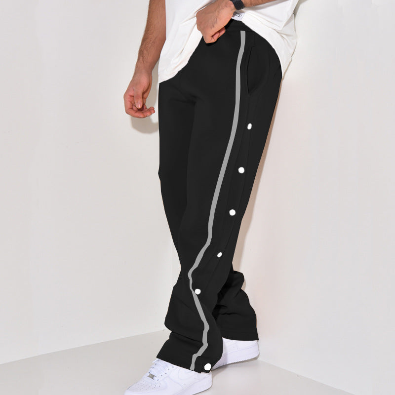 Herren Sportliche Jogginghose mit Druckknopf-Detail und seitlichen Taschen R&B